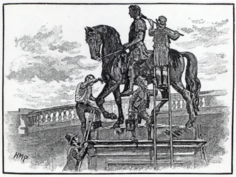 Statuen av Vilhelm III males svart, Dublin, 1821